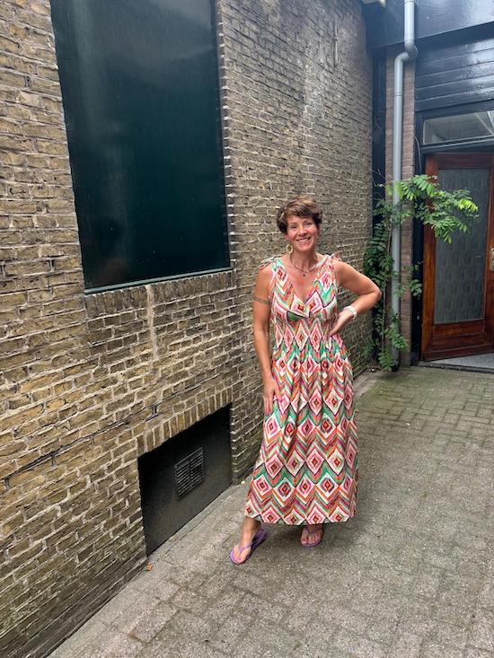 Zomerjurk met kleurrijke print roze