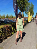 Linnenmix short groen