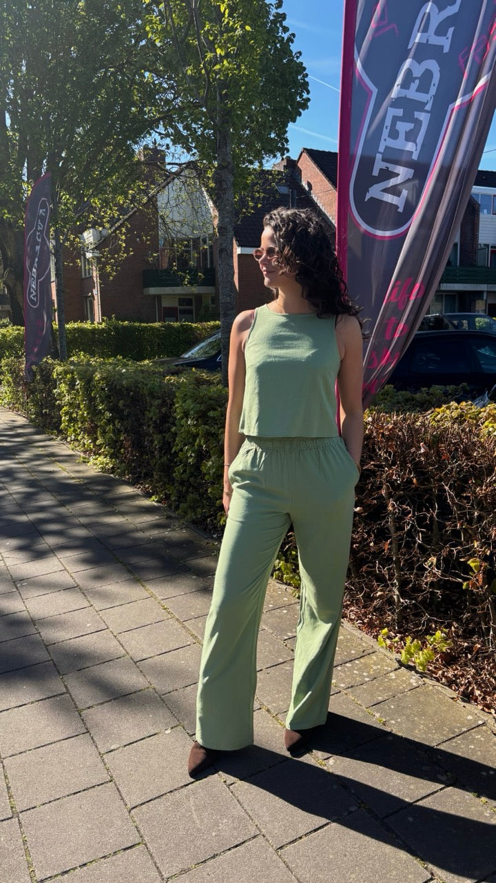 Linnenmix top groen