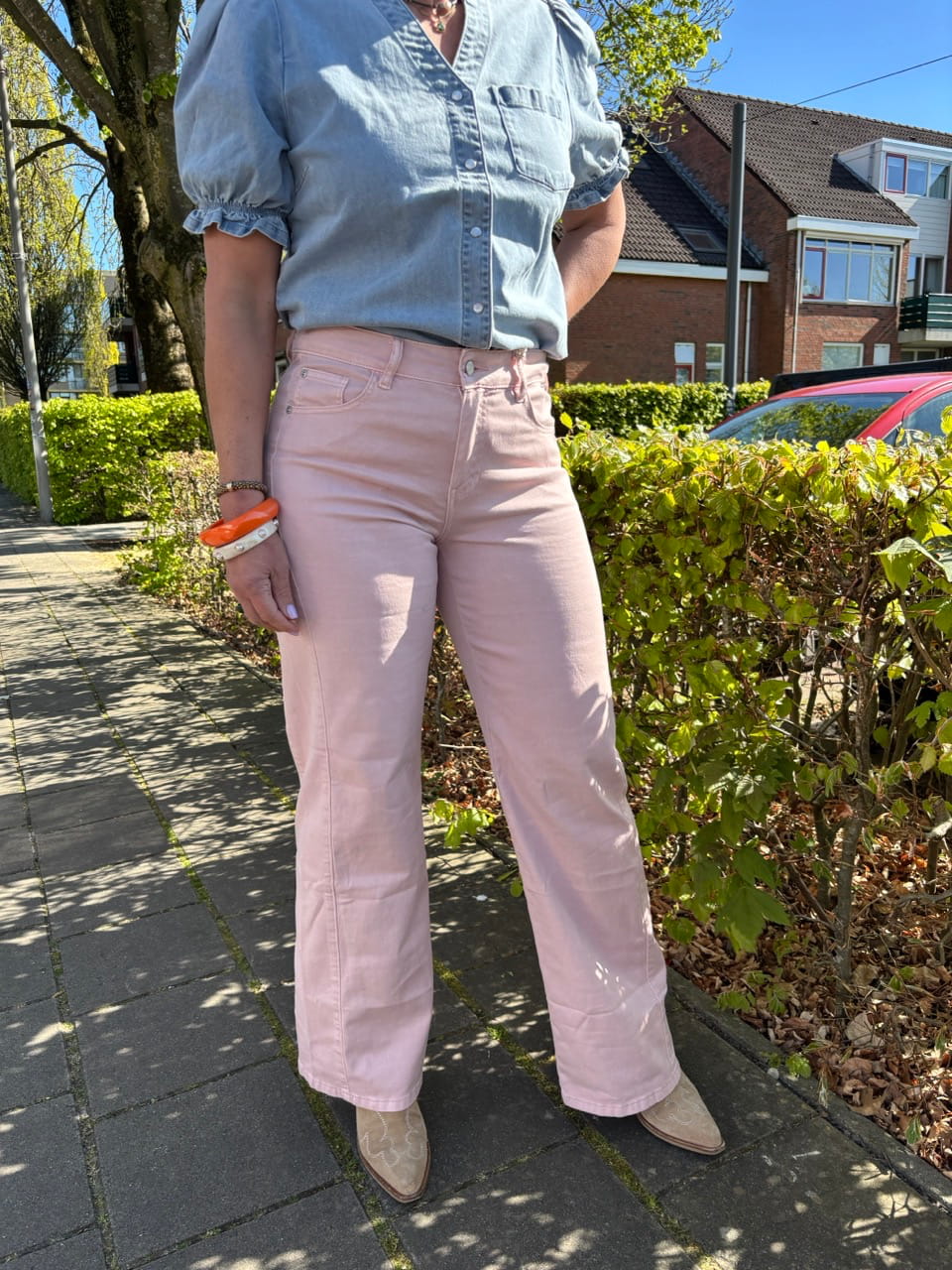 Wide leg stretch jeans