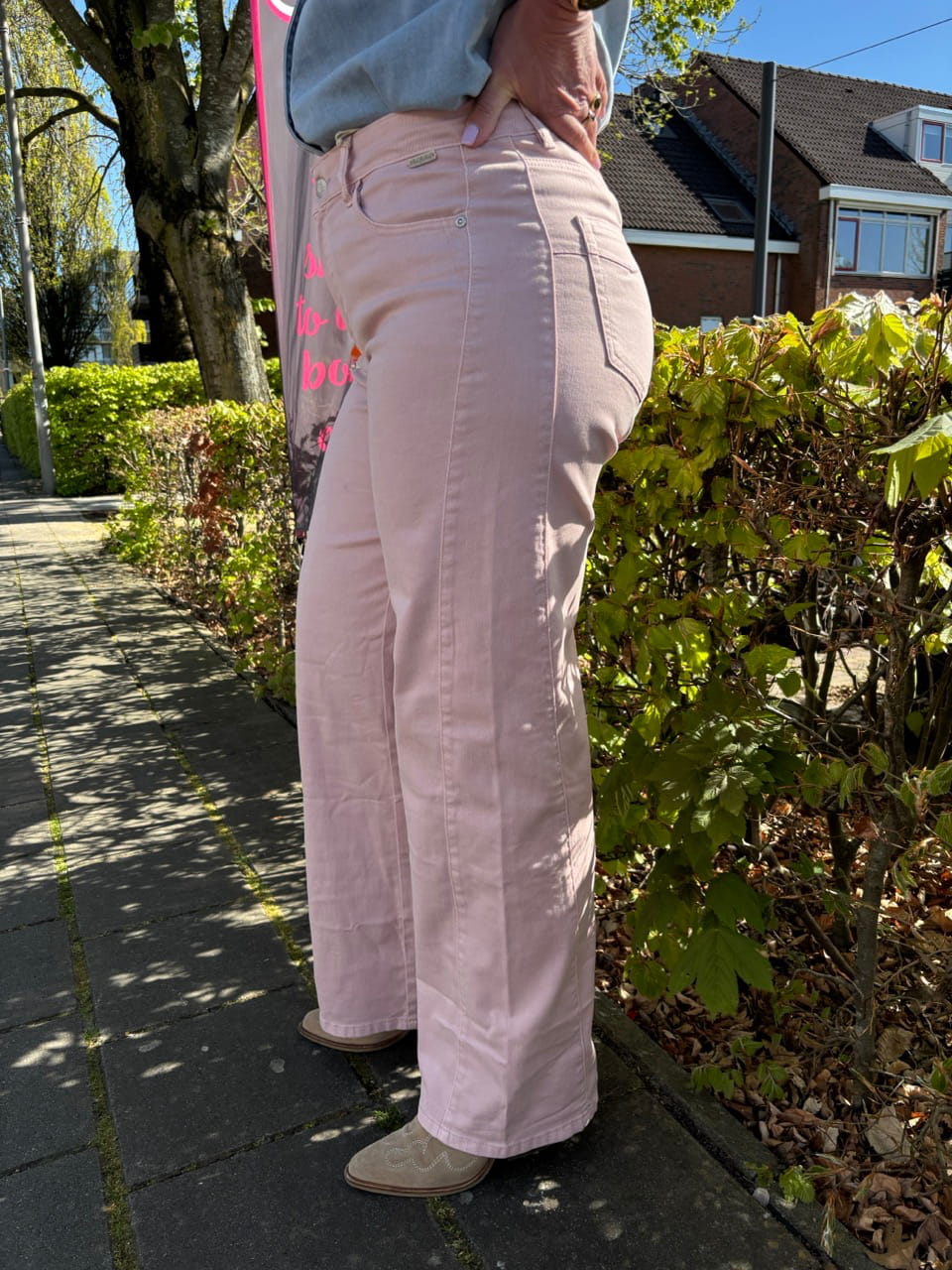 Wide leg stretch jeans