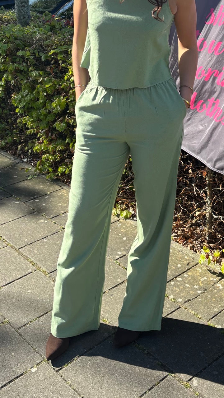 Linnenmix pantalon groen
