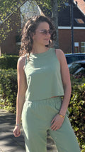 Linnenmix top groen