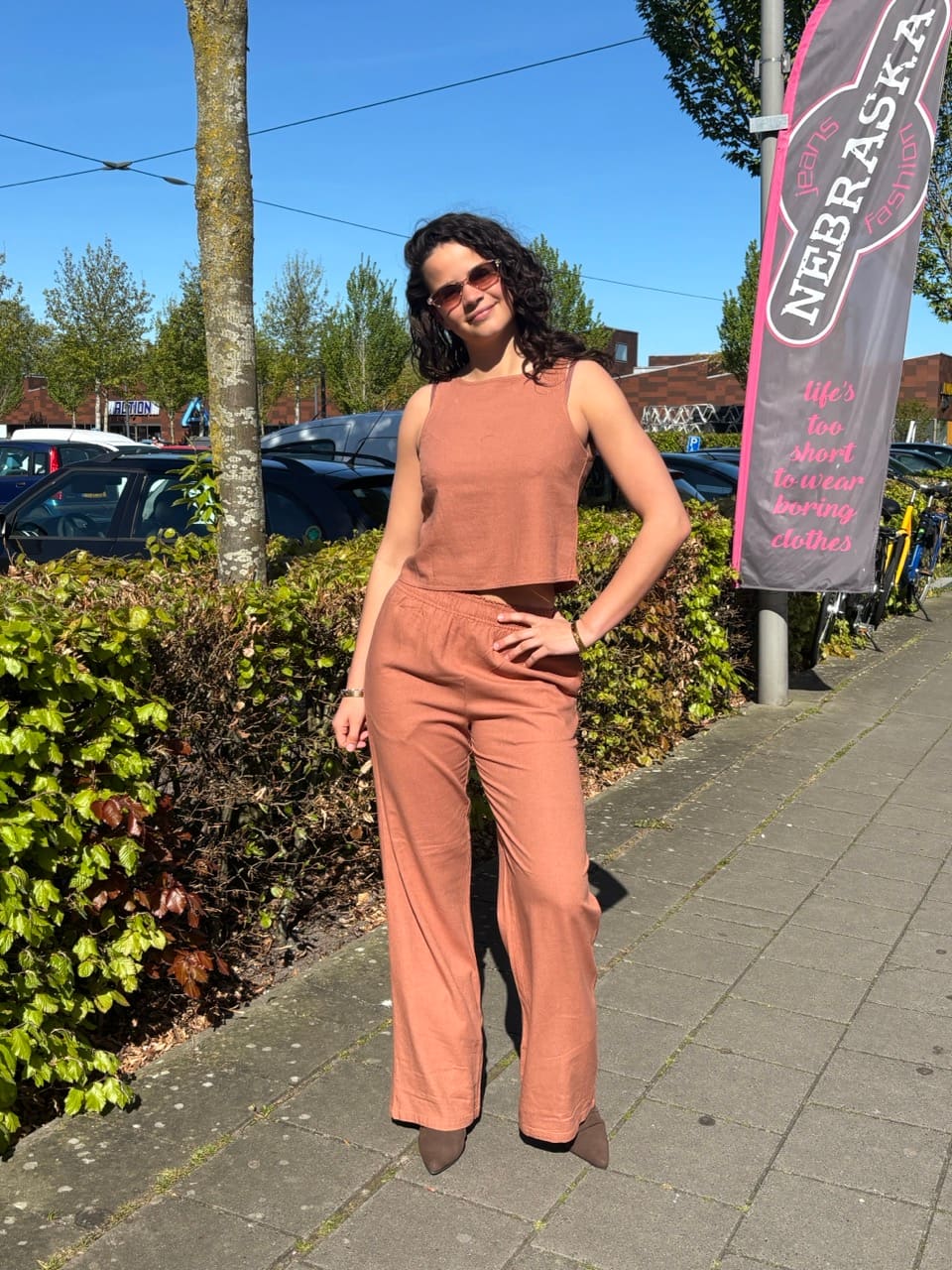 Linnenmix pantalon roest