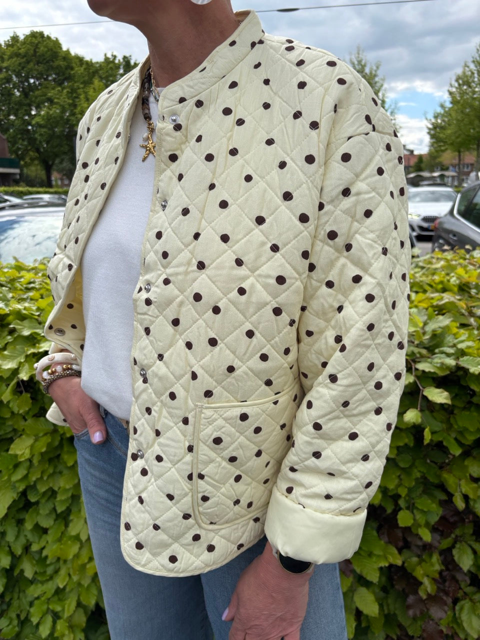 Gewatteerd polka dot jasje