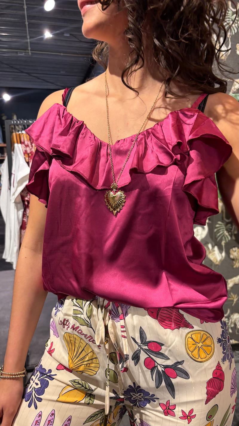 Ruffle top fuchsia
