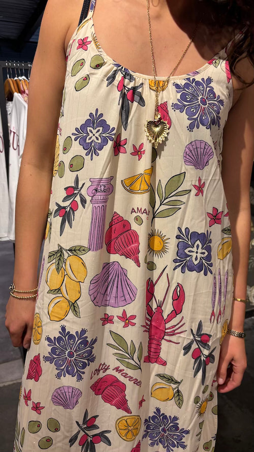Amalfi print maxi dress