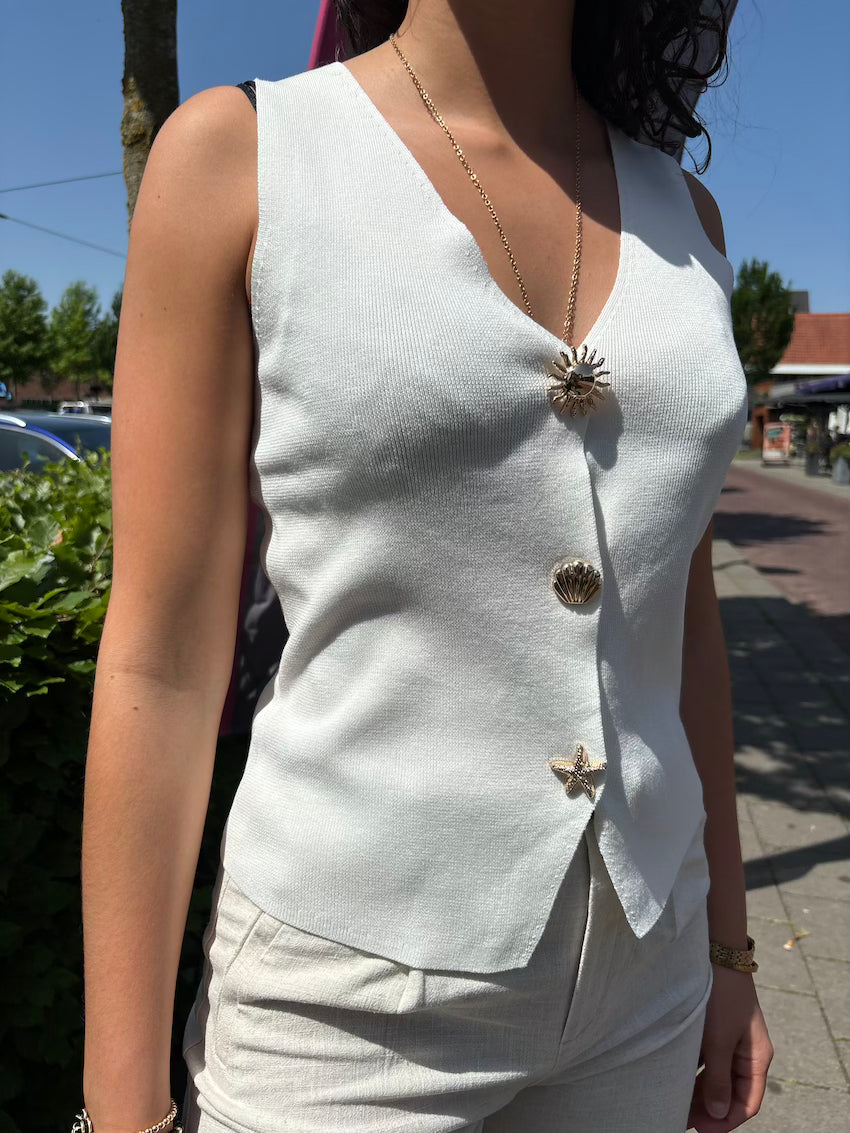 Gehaakt gilet wit
