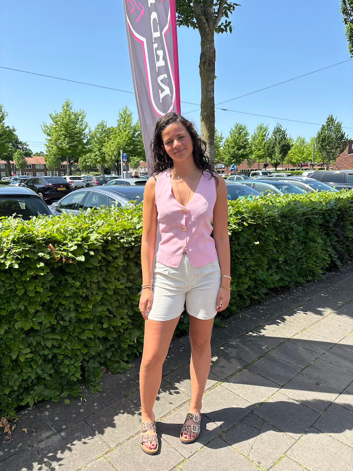 Gehaakt gilet roze