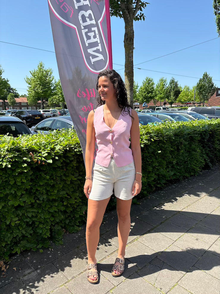 Gehaakt gilet roze