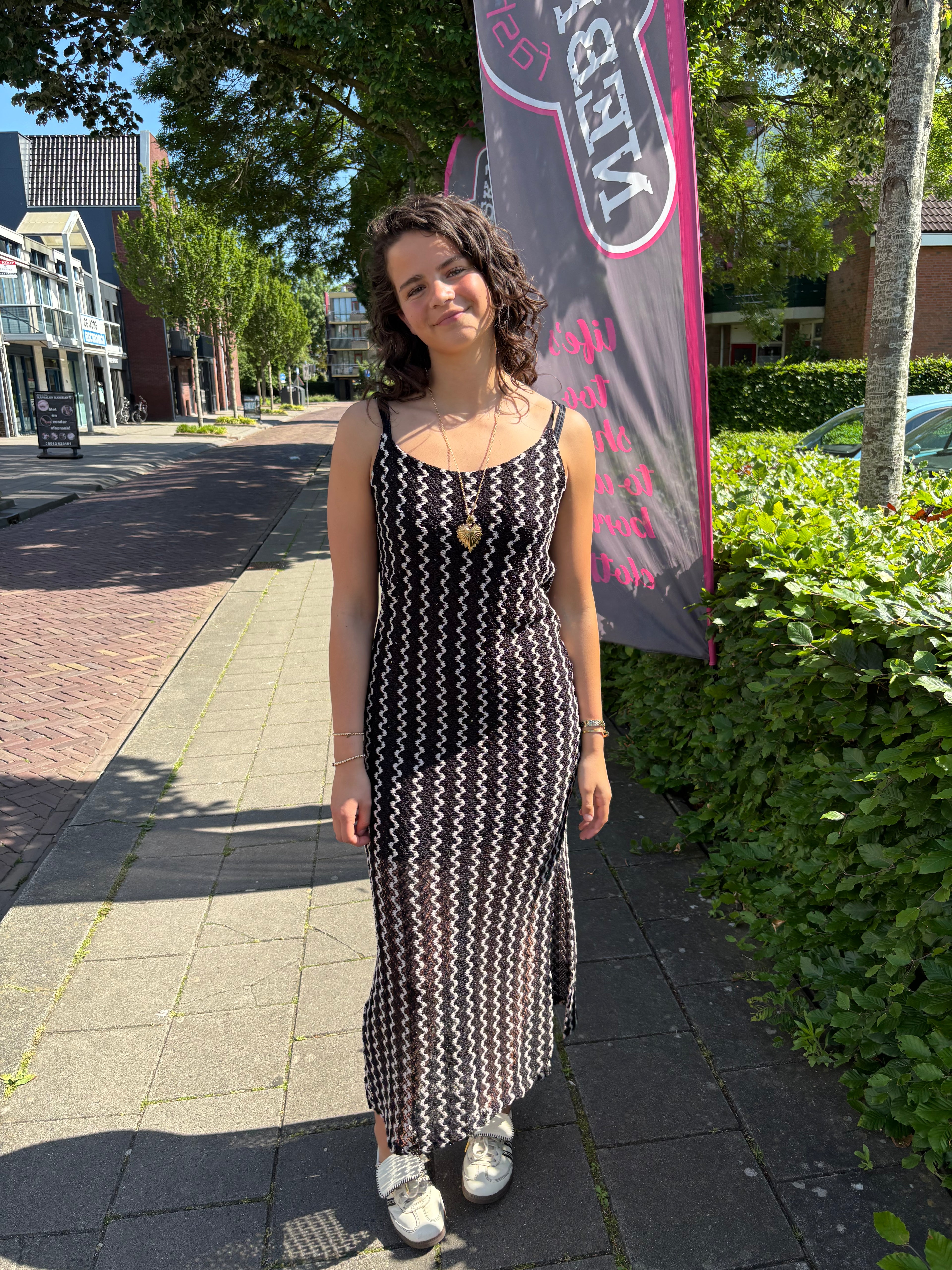 Gehaakte lange jurk met glitter