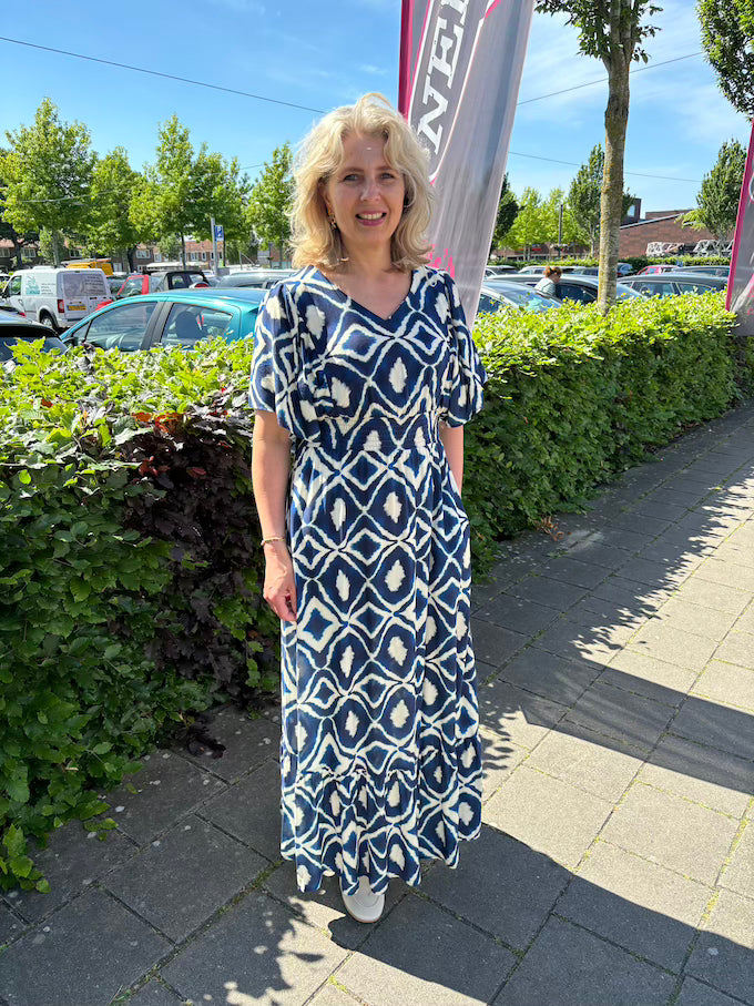 Maxi jurk met blauwe print
