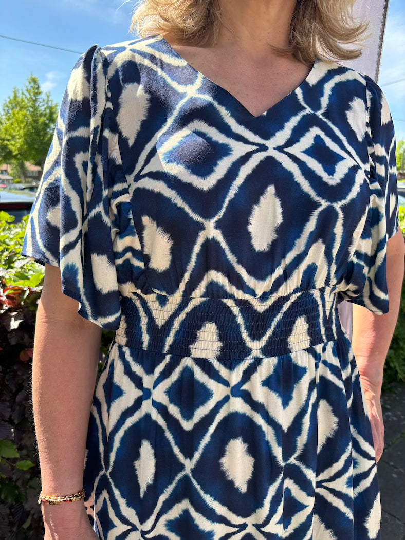 Maxi jurk met blauwe print
