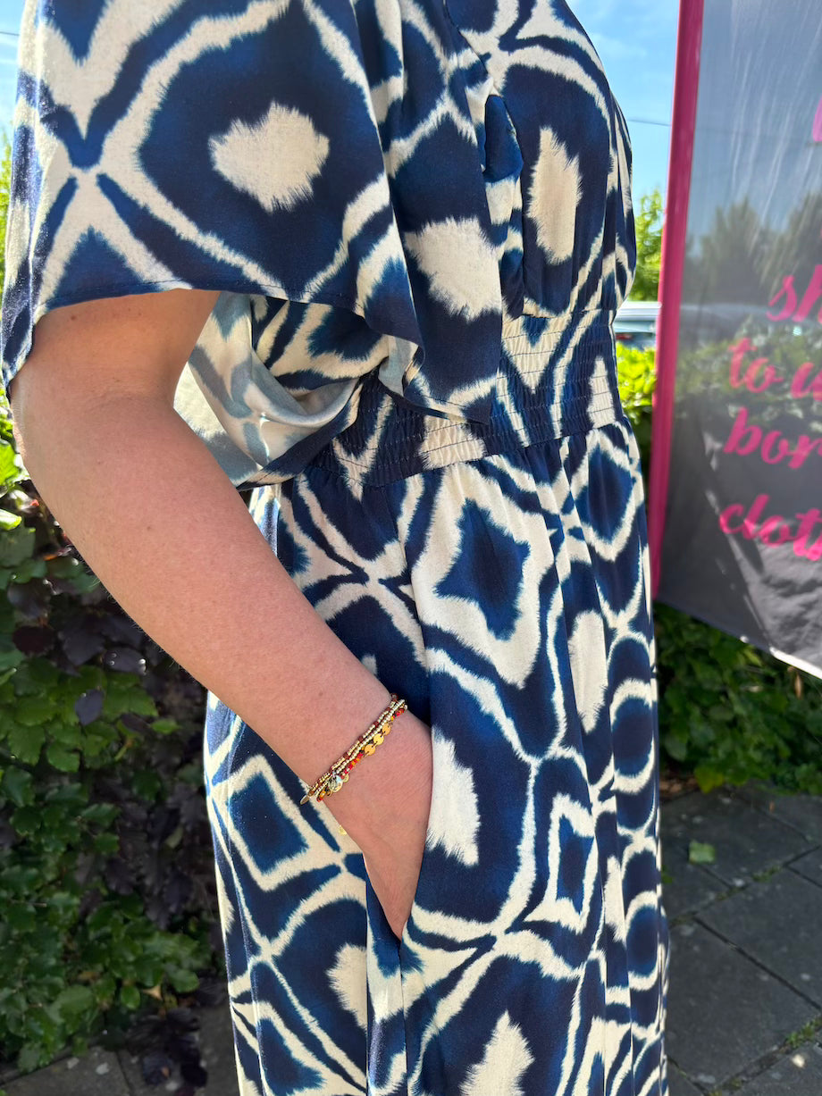 Maxi jurk met blauwe print