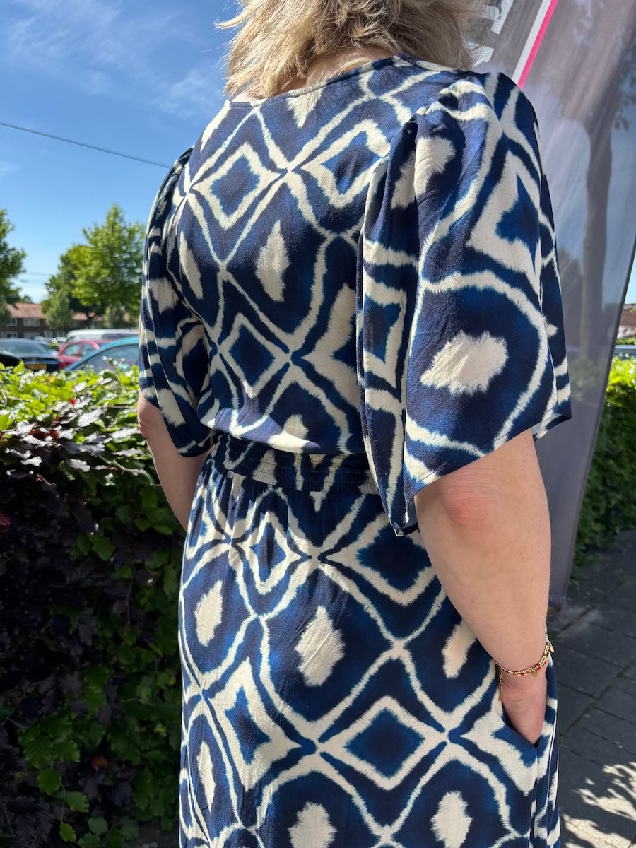 Maxi jurk met blauwe print