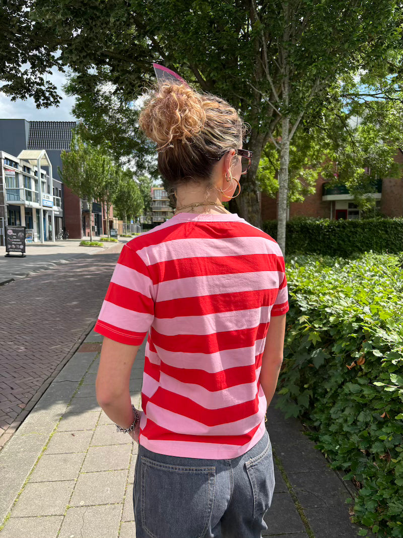 Streepshirt rood roze