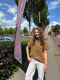 Streep shirt bruin/mosterd