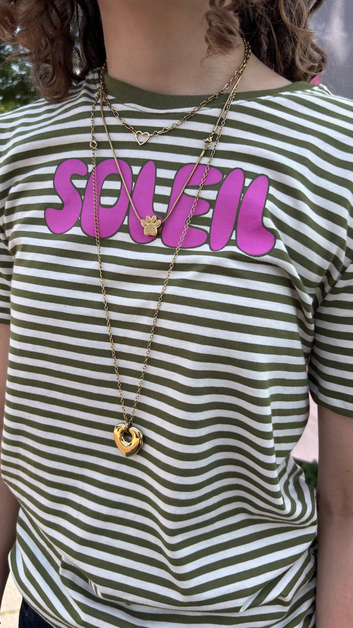 Streepshirt "soleil" groen/creme