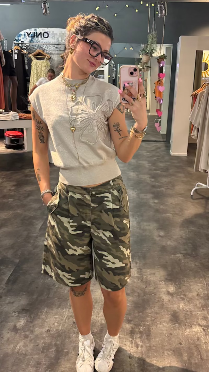 Camo print jort