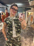 Camo print gilet