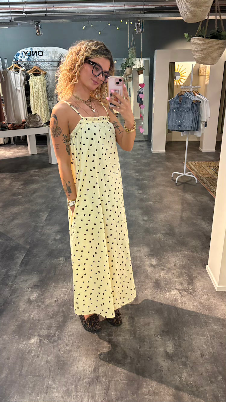 Lange polkadot jurk