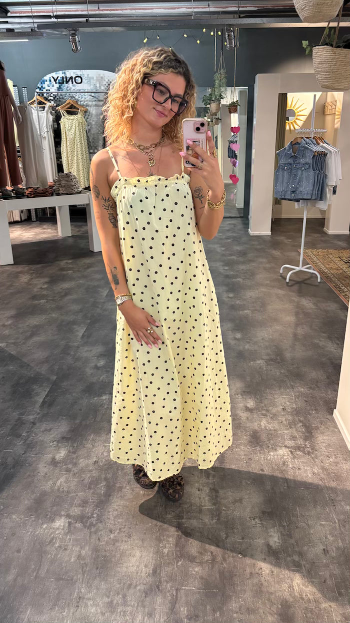 Lange polkadot jurk
