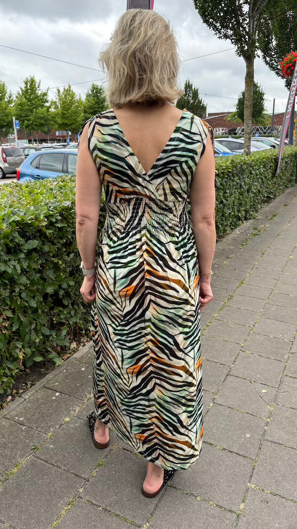 Zomerjurk met kleurrijke print groen
