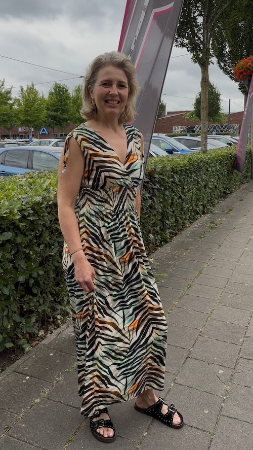 Zomerjurk met kleurrijke print groen