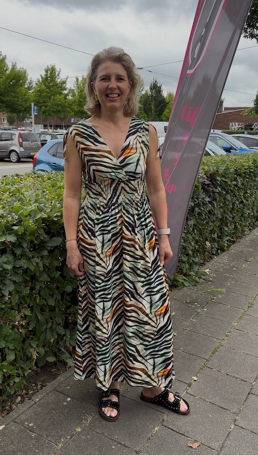 Zomerjurk met kleurrijke print groen