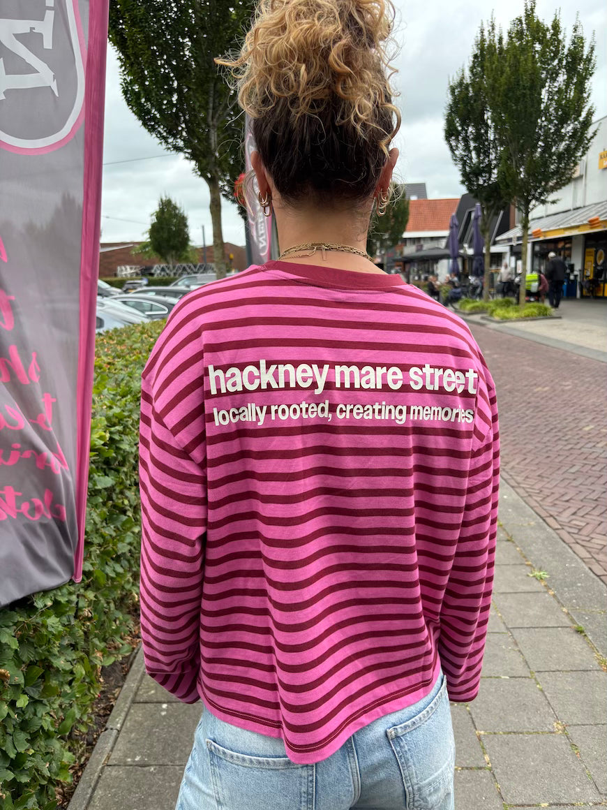 Longsleeve streep roze/rood