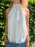 Polkadot haltertop wit