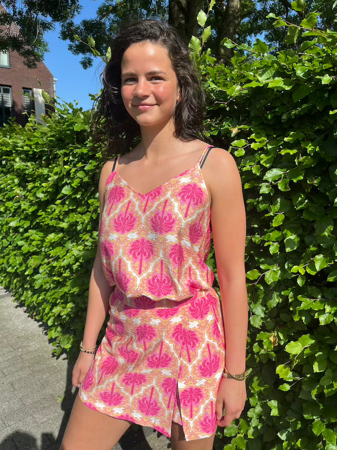 Top met roze print