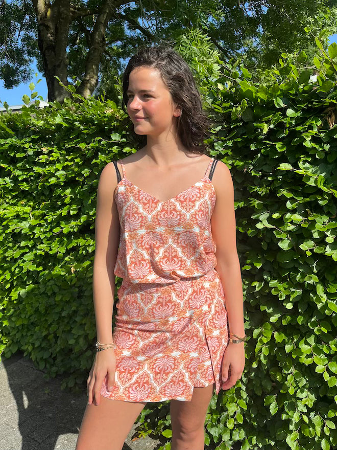 Skort met oranje print