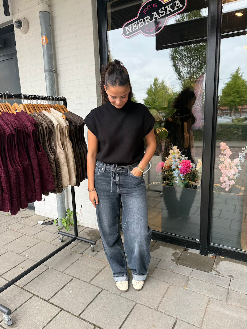 Barrel jeans met touwtje