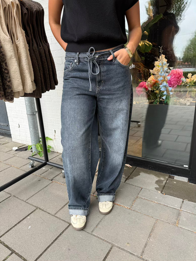 Barrel jeans met touwtje