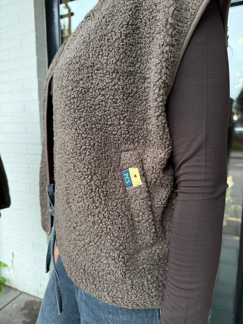 Teddy gilet bruin