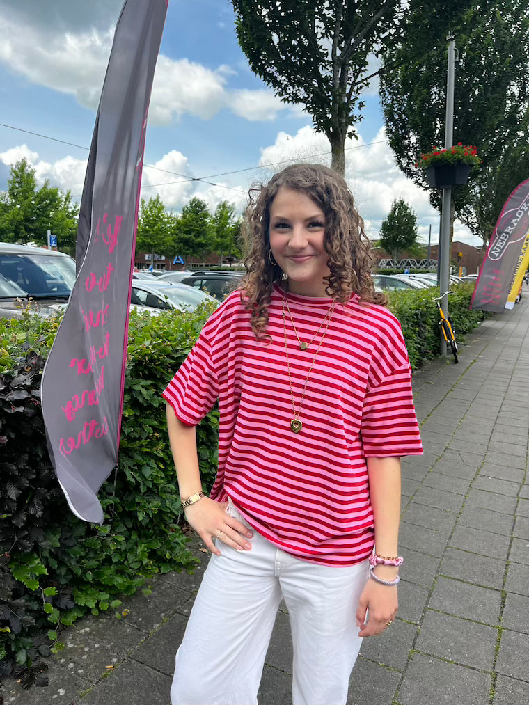 Top streep rood/lichtroze
