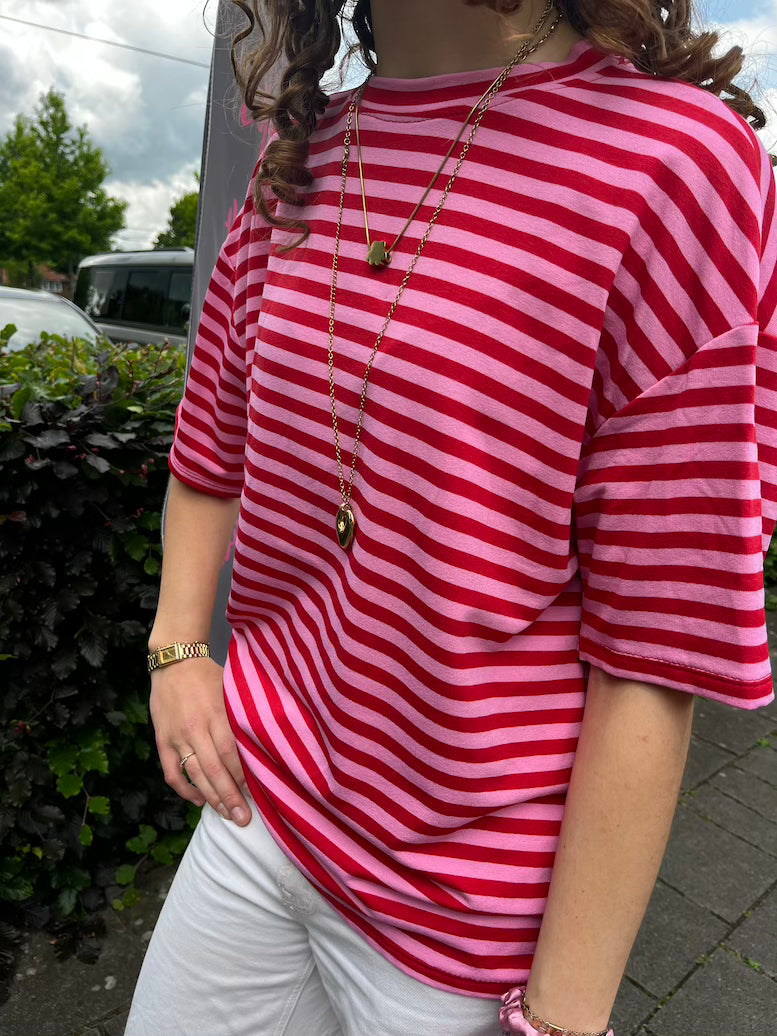 Top streep rood/lichtroze
