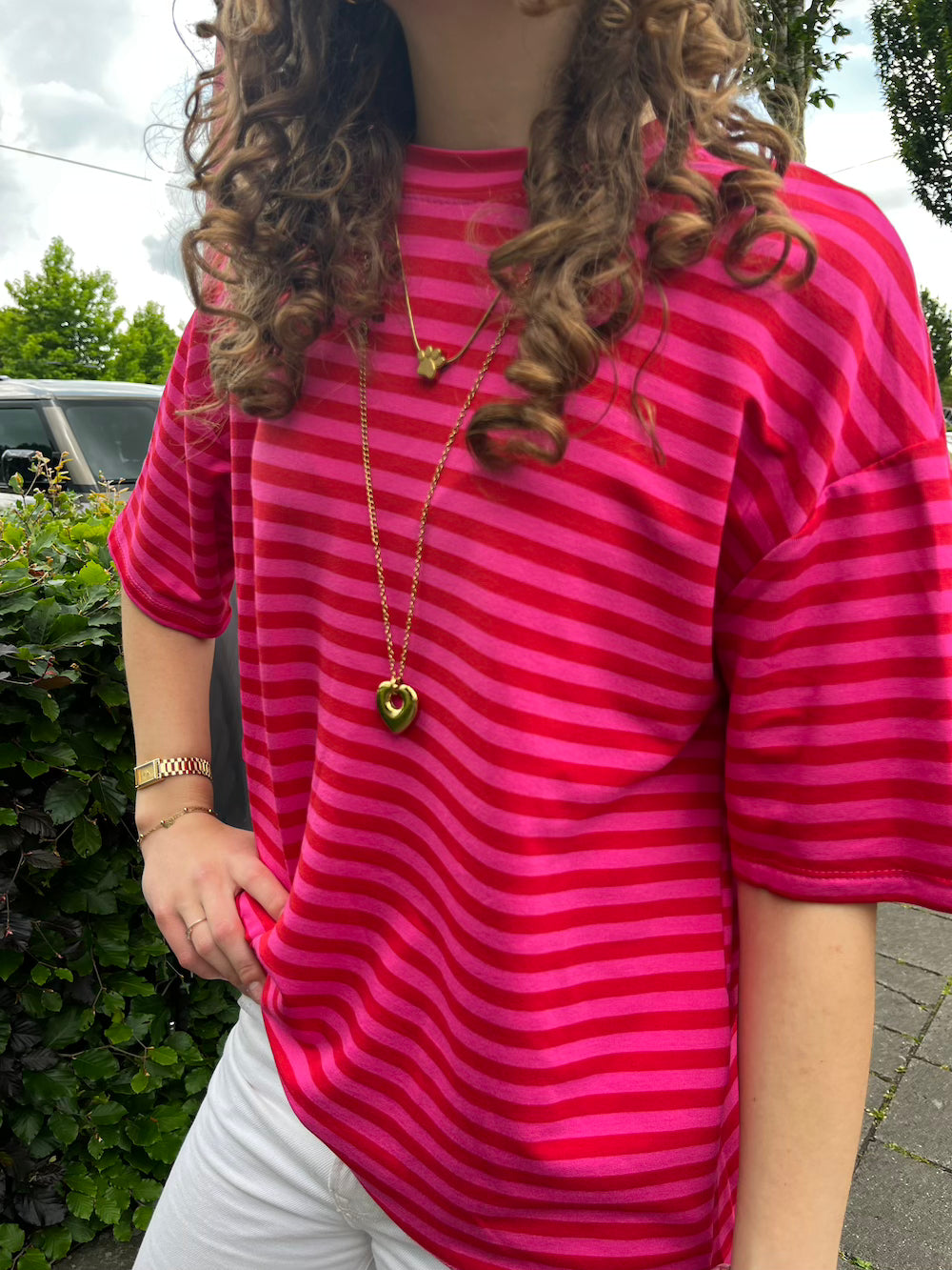 Top streep rood/roze