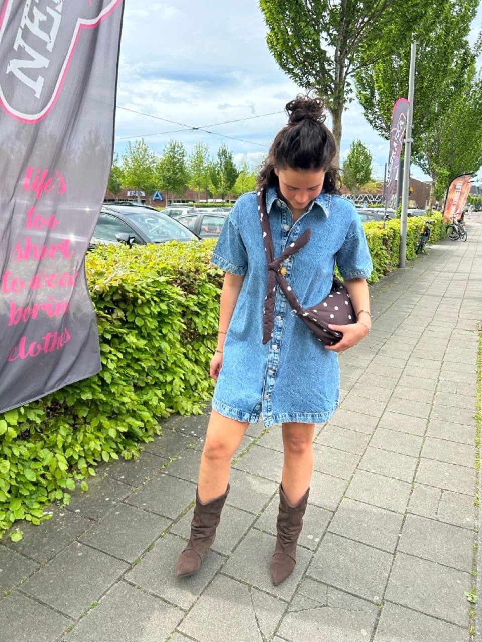 Short denim dress