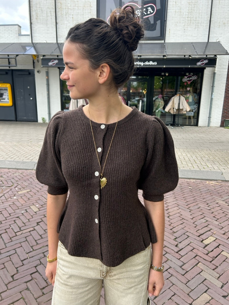 Getailleerd vestje bruin