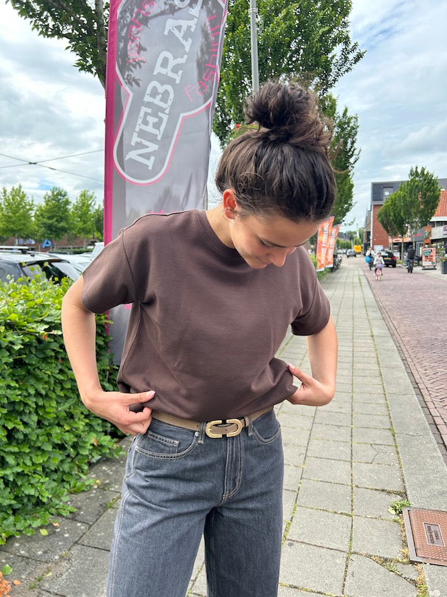 Oversized basic t-shirt bruin