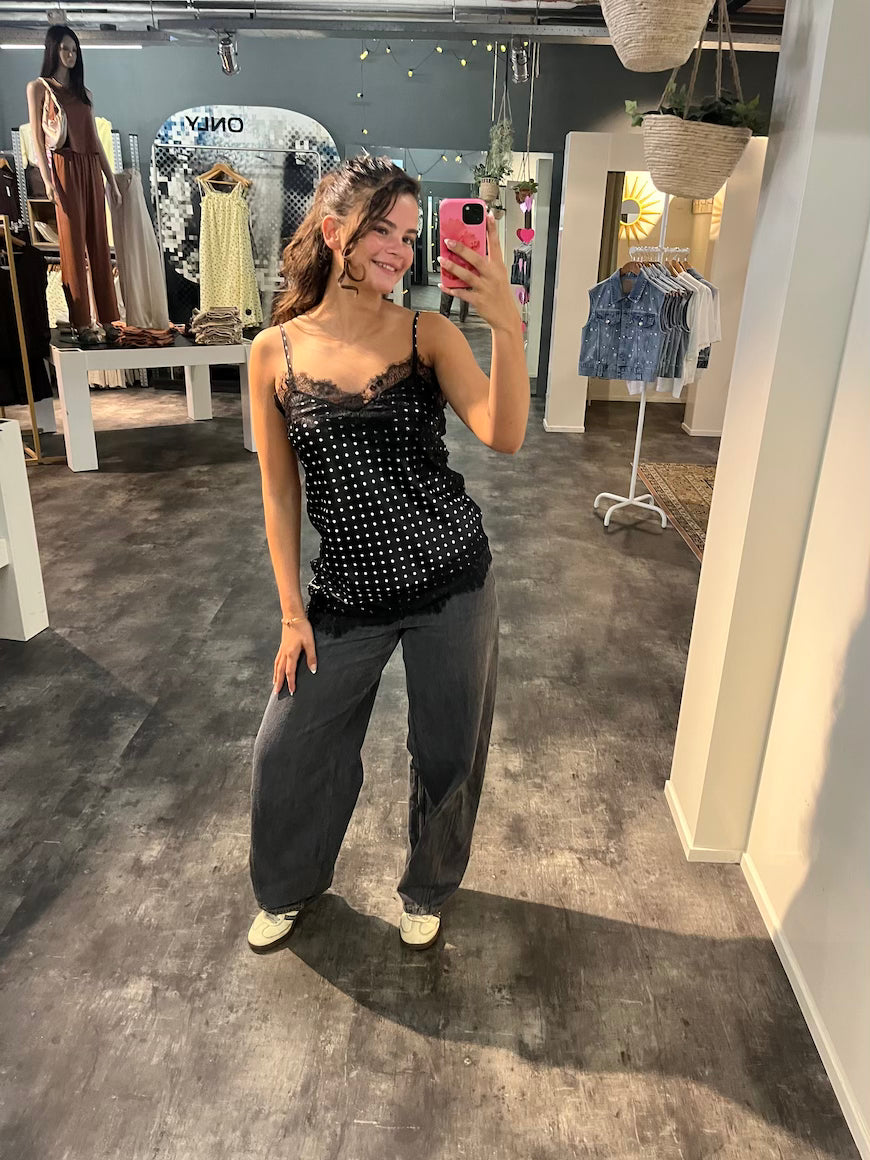 Polka dot lace top