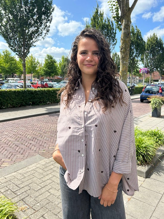 Bruine hartjes blouse