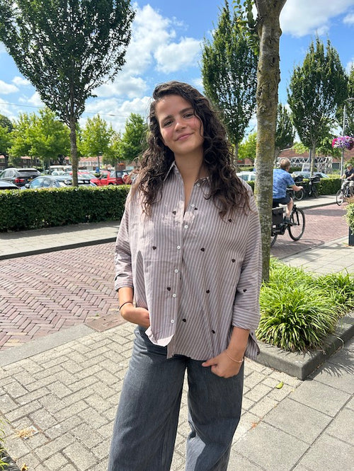 Bruine hartjes blouse