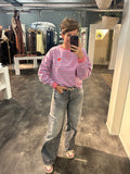 Streep sweater blauw/roze