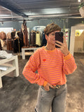 Streep sweater roze/oranje
