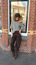 Off shoulder trui streep