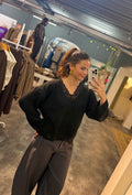 Reversible lace trui zwart