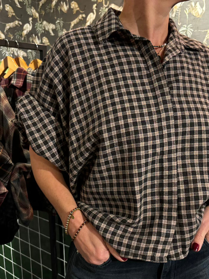 Ballon blouse zwart/wit